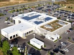 Aerial shot of the Honda headquarters building